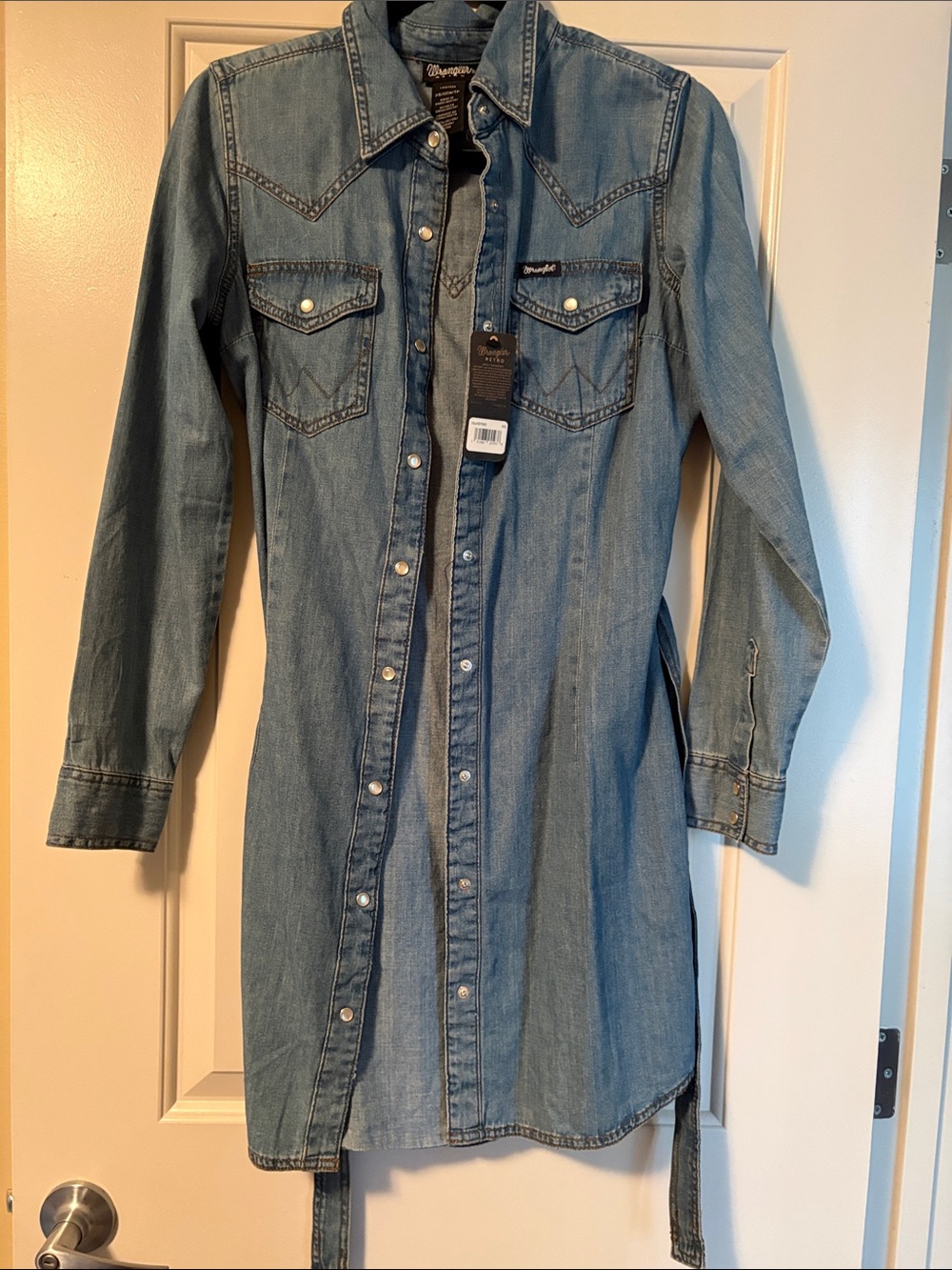 Wrangler Light Blue Denim Shirt Dress with Western Yoke new xs